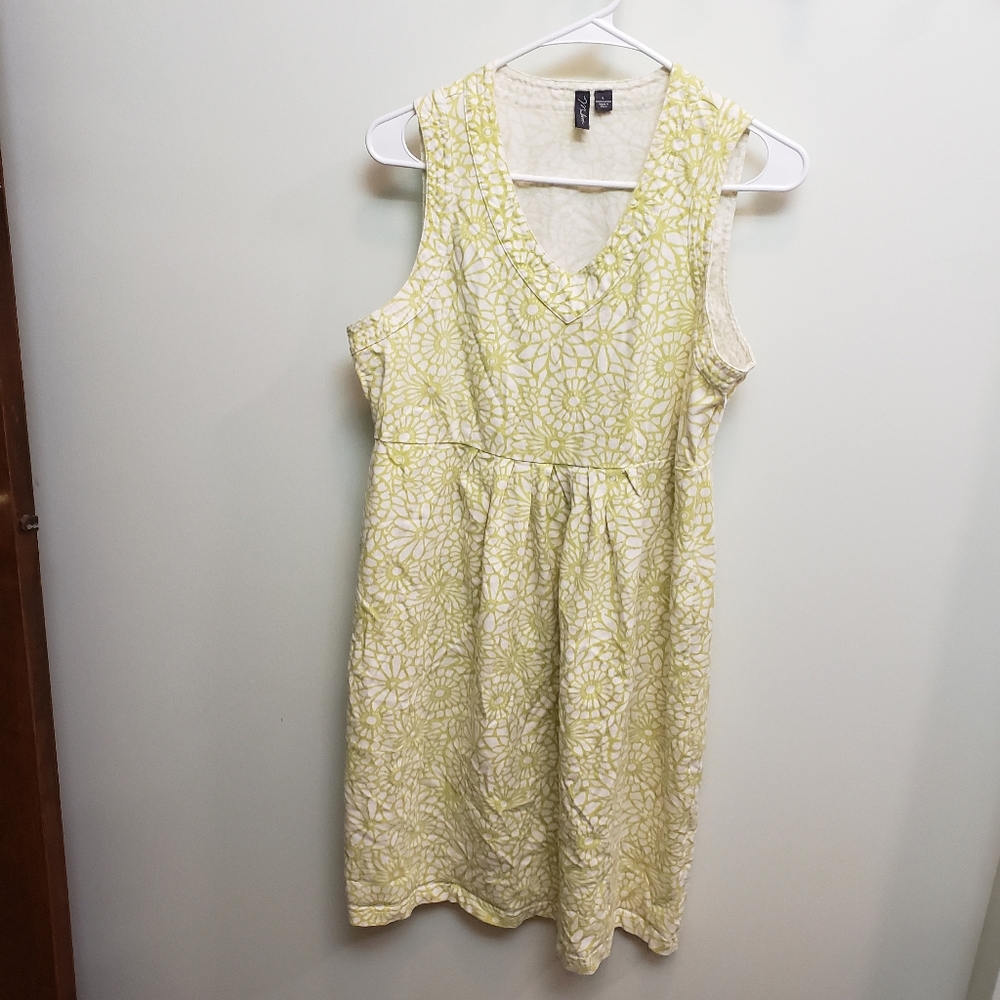 Floral Sleeveless Dress in Yellow and Cream